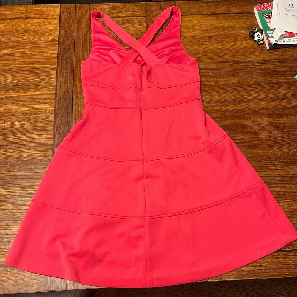 Jessica Simpson Pink Crisscross Back V-Neck Sleeveless Fit & Flare Dress Sz 8 - Picture 12 of 13